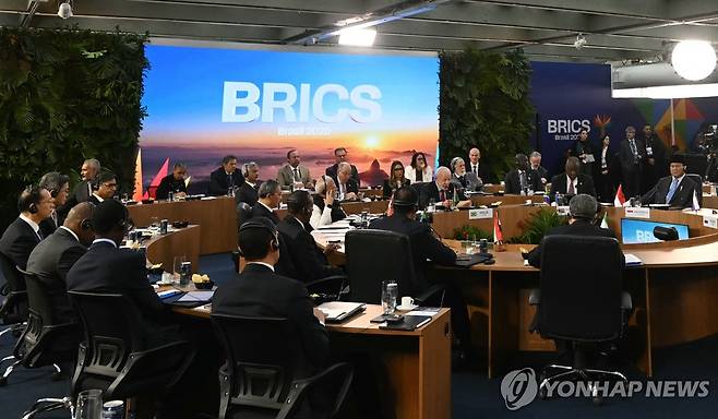 6일(현지시간) 브라질에서 열린 17차 브릭스 정상회의 [리우데자네이루 AFP=연합뉴스. 재판매 및 DB 금지]
