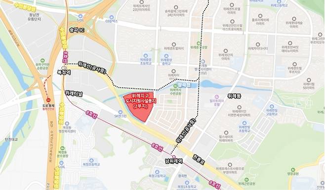 ▲ 포스코홀딩스 계열사가 입주할 위례지구 도시지원시설용지(2부지). /사진제공=성남시