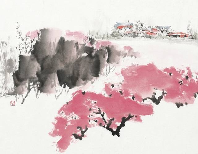 ▲ 정정옥 作, 복사꽃, 지본수묵담채