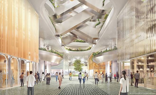 현대백화점이 광주지역 최초의 복합쇼핑몰 ‘더현대 광주’를 오는 10월 착공, 2027년 말 준공하고 2028년 상반기에 개점하는 내용의 로드맵을 발표했다. 사진은 더 현대 광주가 들어설 옛 방직공장터 부지와 내부 조감도./광주매일신문DB