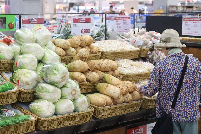 6월 30일 서울 시내 대형마트에서 시민이 채소를 고르고 있다. 연합뉴스