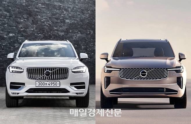 기존 XC90(왼쪽)과 신형 XC90  [사진출처=볼보/ 편집=최기성 매경 디지털뉴스룸 기자]