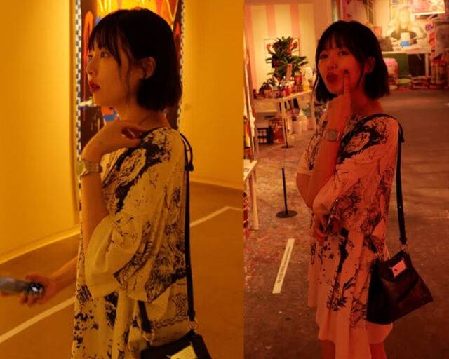 현아가 전시회를 진지하게 관람하는가 하면 애교 섞인 표정을 보여주고 있다. / 현아 소셜미디어 캡처