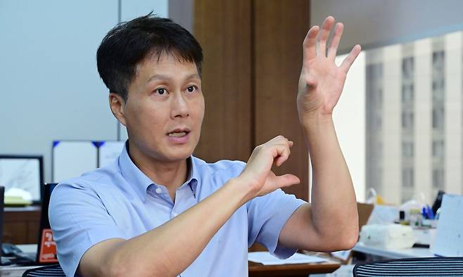 전성호 신한은행 땡겨요사업단 본부장이 7일 오후 서울 중구 삼성본관빌딩에서 헤럴드경제와 인터뷰를 하고 있다. 이상섭 기자