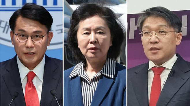 왼쪽부터 윤상현 의원, 김영선 전 의원, 김상민 전 검사