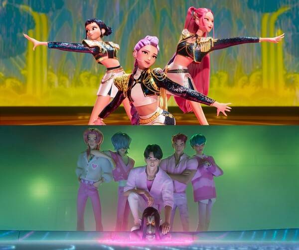 '케이팝 데몬 헌터스' 헌트릭스(위), 사자보이즈 / 사진=넷플릭스