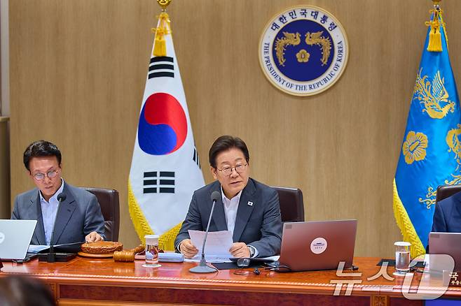 이재명 대통령이 8일 서울 용산 대통령실 청사에서 열린 국무회의에서 발언하고 있다. (대통령실 제공. 재판매 및 DB 금지) 2025.7.8/뉴스1 ⓒ News1 허경 기자