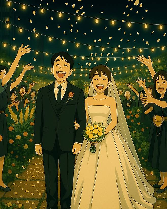 앞서 화제가 됐던, 송지은과 박위 사진 (지브리 스타일 이미지)