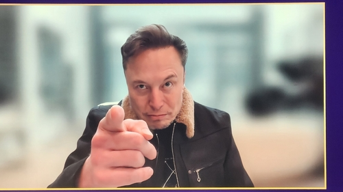 카타르경제포럼 화상 대담에 참여한 일론 머스크 테슬라 CEO. 2025.5.20 [연합 = AFP 연합뉴스]