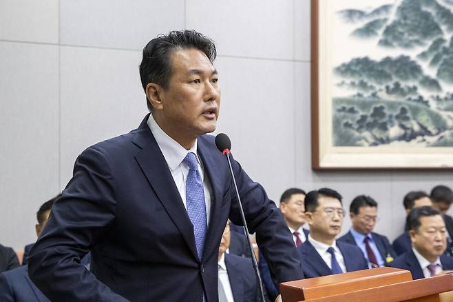 2024년 7월1일 국회 운영위원회가 전체회의를 열고 대통령실을 상대로 현안질의를 진행했다. 이날 오전 김태효 국가안보실 제1차장이 발언대에 나와'채해병 사건에 대한 윤석열 대통령의 격노설'과 관련된 위원들의 질의에 답하고 있다. ⓒ시사IN 신선영