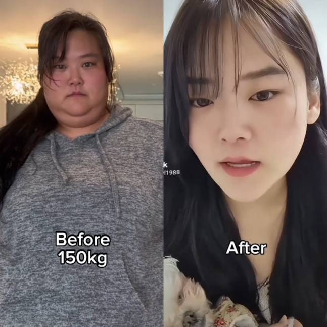 박수지 씨가 공개한 체중 감량 전(왼쪽)과 후. [사진=박수지 SNS]