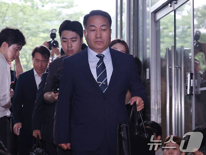 김계환 전 해병대사령관이 7일 서울 서초구 순직해병 특검 사무실에 조사를 받기위해 출석하고 있다. 2025.7.7/뉴스1 ⓒ News1 박지혜 기자