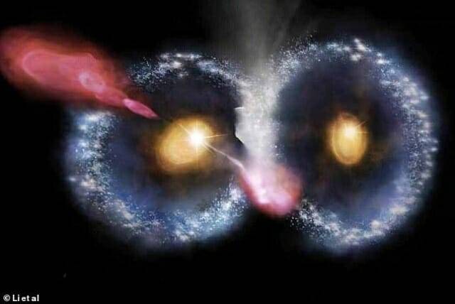 국제 연구진이 제임스웹 망원경을 통해 올빼미 얼굴을 지닌 특이한 한 쌍의 고리은하를 관측했다. (사진= Li et al.)