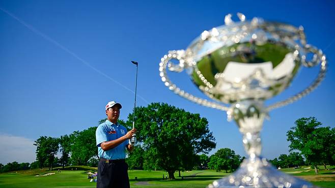 이승민이 9일(현지 시각) 미국 메릴랜드주 로크빌 우드먼트 CC에서 열린 US 어댑티브 오픈 3라운드 첫 홀 티샷을 준비하고 있다. /USGA
