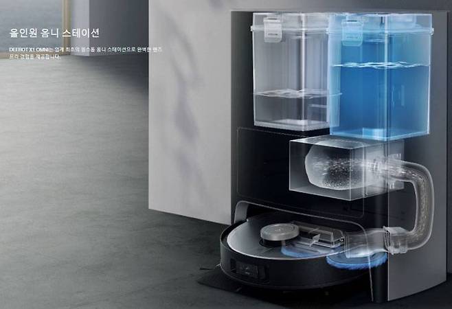 물걸레 세척, 먼지통 비움, 물통 리필, 물걸레 열풍 건조 까지 가능한 '올인원' 모델이다 / 출처=IT동아