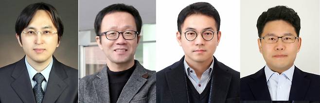 이해연 금오공대 컴퓨터공학부 교수, 신수용 전자공학부 교수, 고규현 건축토목환경공학부 교수, 장지웅 화학소재공학부 교수.(왼쪽부터)/사진제공=금오공대