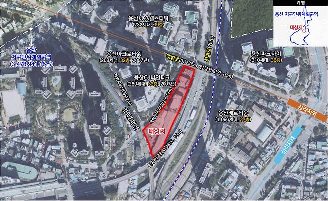 용산구 문배동 30-10 일대 지구단위계획 결정(안) 위치도