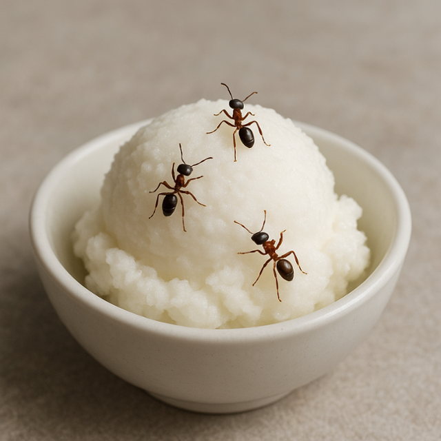 개미가 얹어진 디저트의 모습을 인공지능(AI)으로 생성한 이미지. 챗GPT 이미지 생성