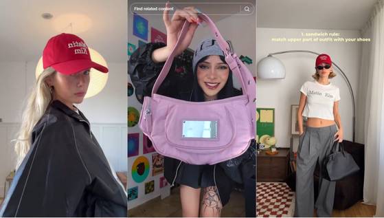 각기 다른 컨셉으로 구현된 후기들. 최근 패션 트렌드와 결합된 콘텐트가 많다. 인스타그램, 틱톡 캡처