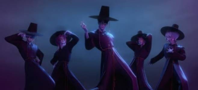 '케이팝 데몬 헌터스'의 보이그룹 '사자보이즈' /사진=유튜브 애니메이션 화면 갈무리