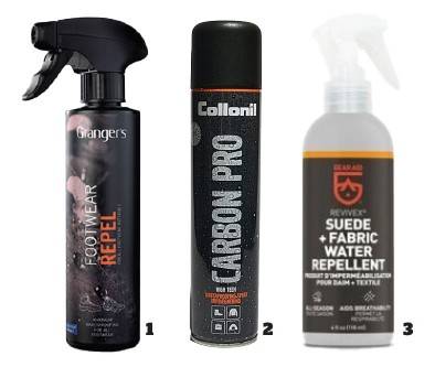 1 그랑저 신발 발수제 275ml (1만7,000원)2 콜로닐 카본 프로 신발 방수 스프레이 300ml (2만4,000원)3 리바이브엑스 듀러블 발수 스프레이(1만4,000원)