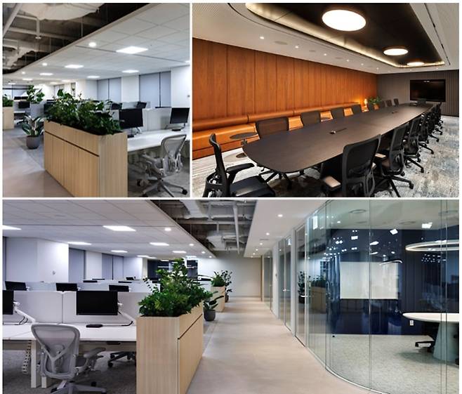 쿠시먼앤드웨이크필드 PDS 팀이 담당한 자사 코리아 오피스 인테리어. 지난 2022년 서울파이낸스센터 19층으로 이전한 쿠시먼 오피스에는 비지정좌석제를 적용한 스마트 오피스 및 회의 공간 등이 마련됐다. / 쿠시먼 제공
