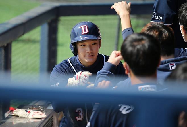 두산 베어스 내야수 안재석의 군 입대 전 활약 모습. /사진=두산 베어스 제공