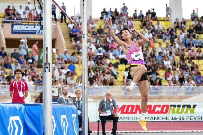 2m34를 뛰어넘기 위해 힘차게 점프하는 우상혁.  /사진=우상혁 인스타그램 갈무리