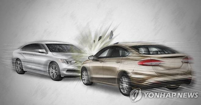 승용차 간 교통사고(PG) [제작 이태호] 사진합성, 일러스트