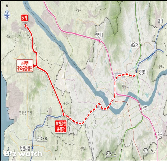 서부권 광역급행철도 위치도/자료=국토교통부 제공