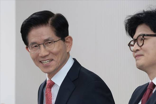 김문수 전 고용노동부 장관·한동훈 전 국민의힘 대표 ⓒ데일리안 홍금표 기자