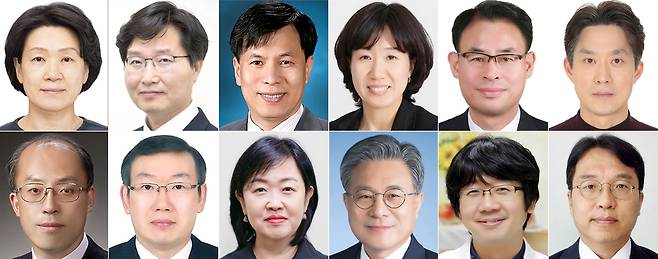 이재명 대통령이 13일 차관급 추가 인선을 단행했다. 윗줄 왼쪽부터 최은옥 교육부 차관, 구혁채 과학기술정보통신부 1차관, 박인규 과학기술정보통신부 과학기술혁신본부장, 강윤진 국가보훈부 차관, 강희업 국토교통부 2차관, 노용석 중소벤처기업부 차관. 아래 줄 왼쪽부터 조원철 법제처장, 이명구 관세청장, 홍소영 병무청장, 허민 국가유산청장, 임승관 질병관리청장, 강주엽 행복중심복합도시건설청장. 대통령실 제공.