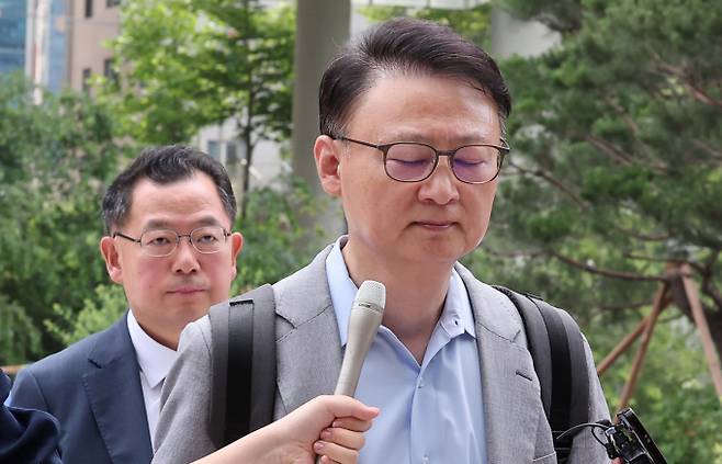 사진은 구세현 전 웰바이오텍 대표이사가 민중기 특별검사팀 사무실에 조사를 받기 위해 출석하는 모습. /사진=뉴스1