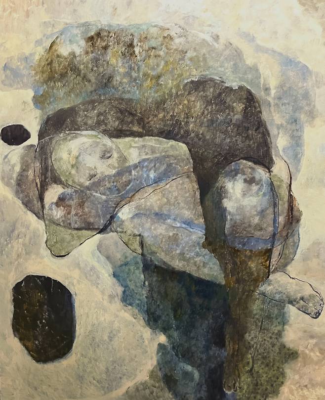 황호동, '알 수 없는 형상', 캔버스 위에 오일, 162x130 cm(2024). 김리아갤러리 제공