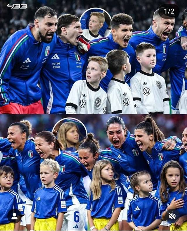 열정적으로 국가를 부르는 이탈리아 선수들. /사진=433 캡처