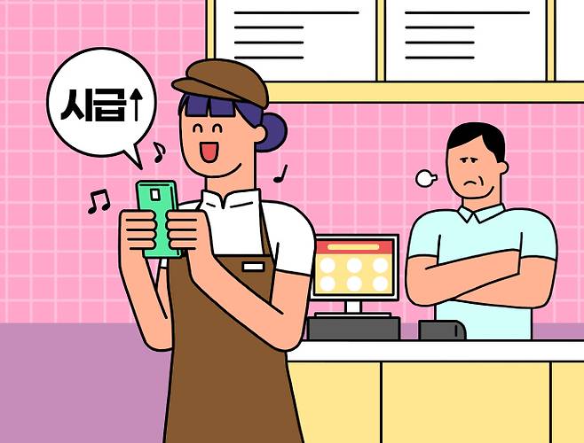 2026년 최저임금이 시간당 1만320원으로 오르면서 중소기업과 자영업자의 한숨이 깊어지고 있다. /게티이미지뱅크