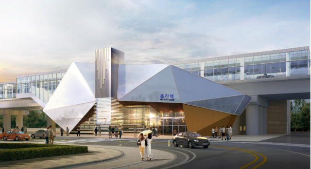 경북 울진의 동해선 울진역 조감도. 지상 2층, 연면적 3천978㎡ 규모로 2억5천만년의 세월과 자연이 담긴 성류굴과 이를 품은 선유산을 컨셉으로 지었다. 매일신문 DB