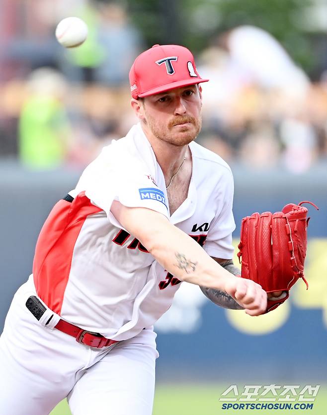 7일 광주KIA챔피언스필드에서 열린 한화와 KIA의 경기, KIA 선발투수 올러가 역투하고 있다. 광주=허상욱 기자wook@sportschosun.com/2025.06.07/