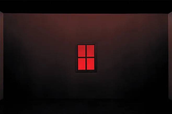 잭 골드스타인, 불타는 창문, 1977년/2015년 재제작, 나무와 아크릴판·조명 등, 가변크기.