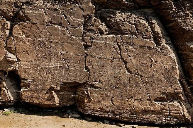 유네스코 세계유산으로 등재된 울산 울주 ‘반구천의 암각화’ 가운데 대곡리 반구대 암각화의 일부. 울산시 제공
