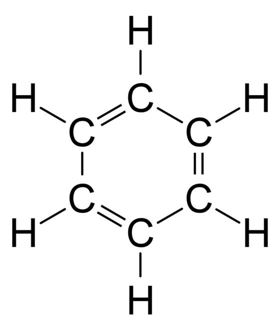 벤젠고리 구조. 향을 내는 성분의 대부분이 벤젠고리를 가지고 있다.