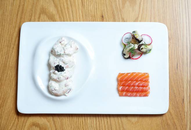 Skagenrora served at the Scandinavian restaurant Mangata in Jongno District, central Seoul [WOO SANG-JO]