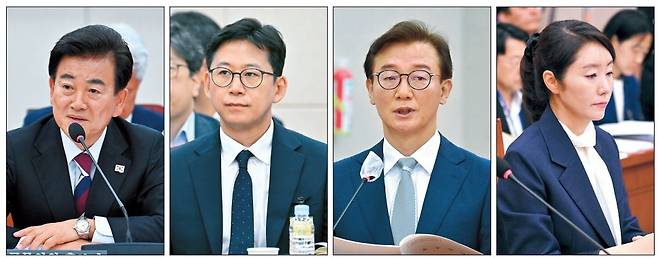 정동영 통일부·배경훈 과기정통부·전재수 해양수산부·강선우 여성가족부 장관 후보자가 14일 서울 여의도 국회에서 열린 인사청문회에 참석해 있다.  이상섭·임세준 기자