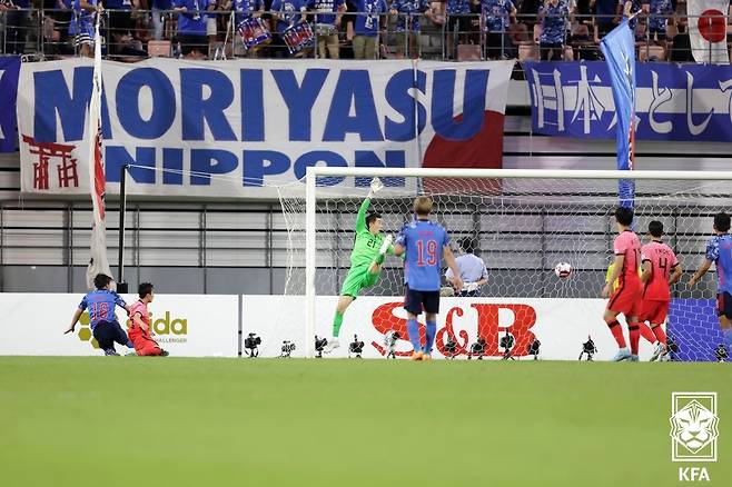 지난 2022년 7월 동아시안컵 한일전 실점 장면. /사진=대한축구협회 제공