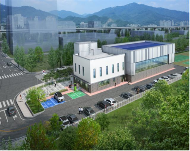 경남 김해시 부원동에 들어설 ‘원도심 생활밀착형 체육관’ 조감도. 김해시 제공