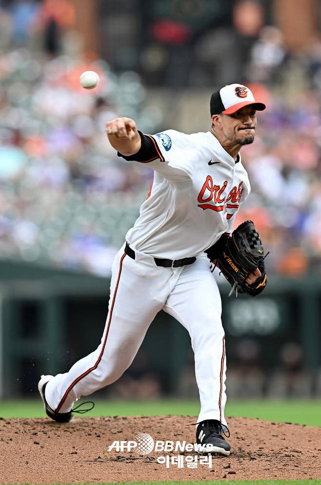 현재 MLB에서 커브 구사 비율이 가장 높은 투수인 볼티모어 오리올스 찰리 모튼. 사진=AFPBBNews