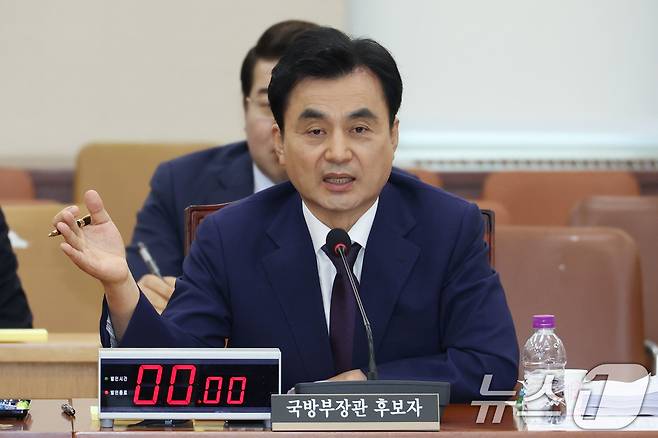 안규백 국방부 장관 후보자가 15일 오전 서울 여의도 국회 국방위원회 전체회의장에서 열린 인사청문회에 출석해 의원 질의에 답하고 있다. 2025.7.15/뉴스1 ⓒ News1 이광호 기자