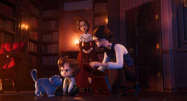 애니메이션 '킹 오브 킹스'는 작가 찰스 디킨스(오른쪽)가 아들(왼쪽)에게 예수 이야기를 하는 액자식 구성의 영화다. 디킨스 역의 목소리로 영어 버전에는 배우 겸 감독 케네스 브래나, 한국어 버전에서는 이병헌이 출연했다. 모팩스튜디오 제공