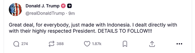 [사진=트럼프 트루스 소셜 계정 캡처.]