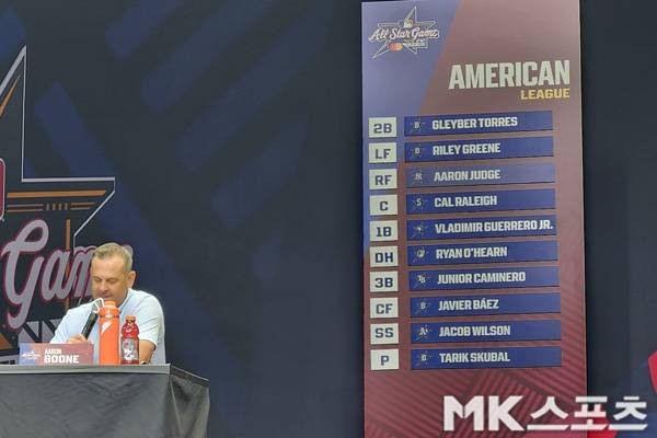애런 분 감독이 선발 라인업을 공개하고 있다. 사진(美 애틀란타)= 김재호 특파원